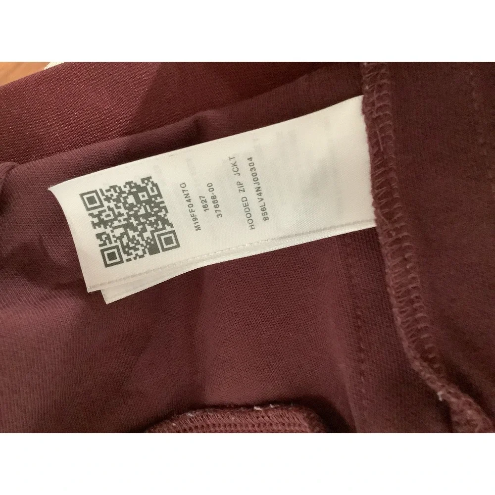 Men's True Religion Burgundy Hooded Zip Jacket With Biege Stripes Medium